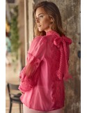 Bluza de dama din sifon cu dantela amarant 9131 - Magazin online - Boutique